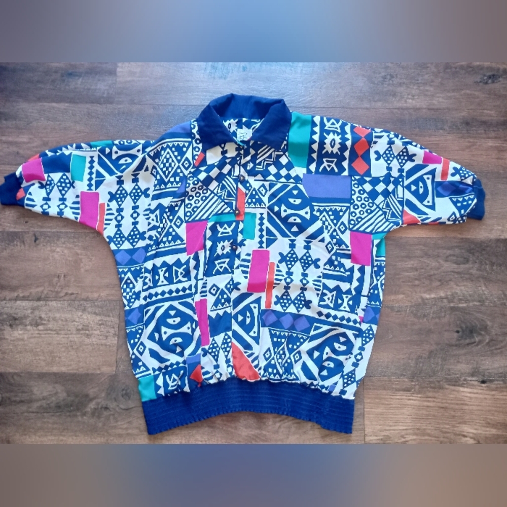 Vintage Peter Popovitch Geometric Patterned Men's Shirt Size Large